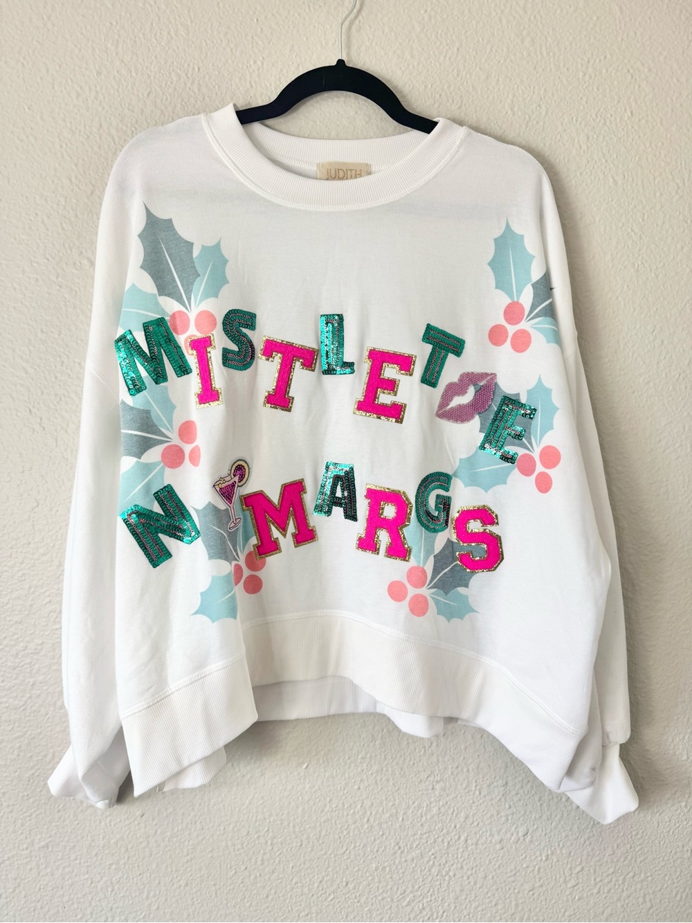 Judith March Mistletoe N Margs White Sweatshirt Size Medium